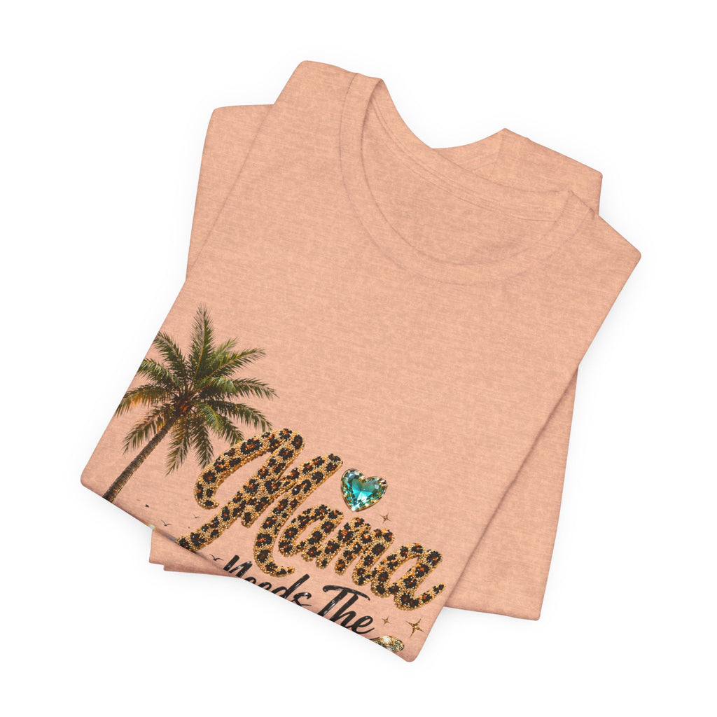 Mama Needs The Beach T-Shirt | Palm Tree, Seashells, Leopard Script