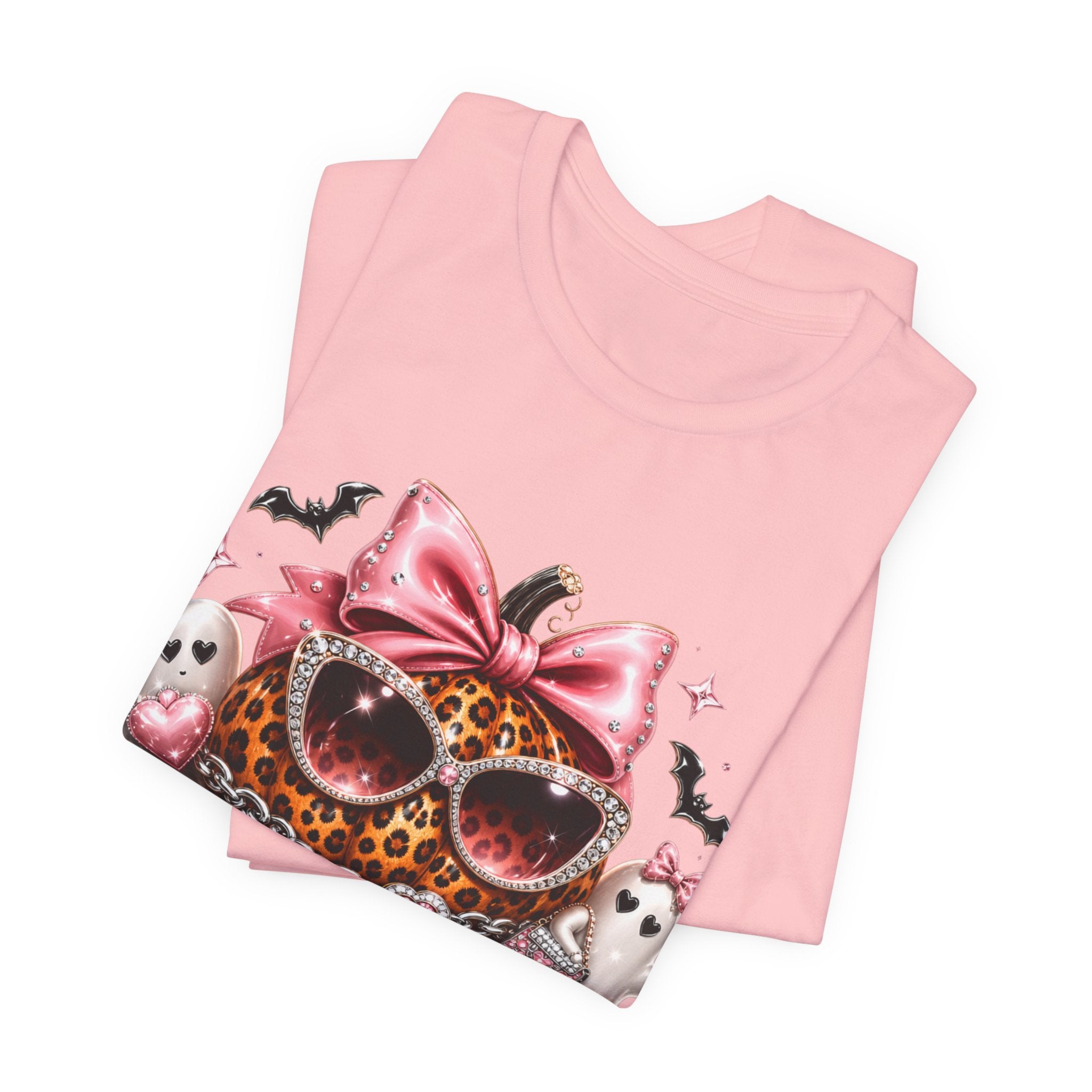 Spooky Mama T-Shirt — Cute Halloween Leopard Pumpkin Graphic Tee for Moms
