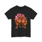 Two Chickens Taking Selfie T-Shirt | Funny Poultry Illustration