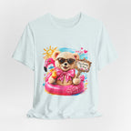 Teddy Bear Pool Float Tee | Summer Bear with Sunglasses and Flamingo