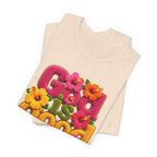 God Is Good all the time T-Shirt | Floral Retro Typography