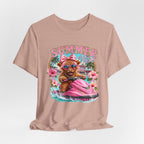 Summer Vibes Cow on Jet Ski T-Shirt | Cute Tropical Floral Beach Design