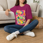 Tropical Colorful Fish T-Shirt | Neon Hibiscus Beach Illustration