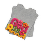 God Is Good all the time T-Shirt | Floral Retro Typography