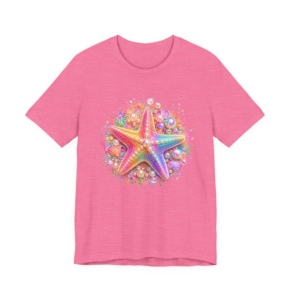 Rainbow Starfish T-Shirt | Colorful Seashell Beach Art