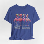 Hello Summer Flamingos T-Shirt | Pink Flamingo Beach Graphic Tee