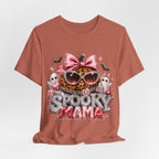 Spooky Mama T-Shirt — Cute Halloween Leopard Pumpkin Graphic Tee for Moms