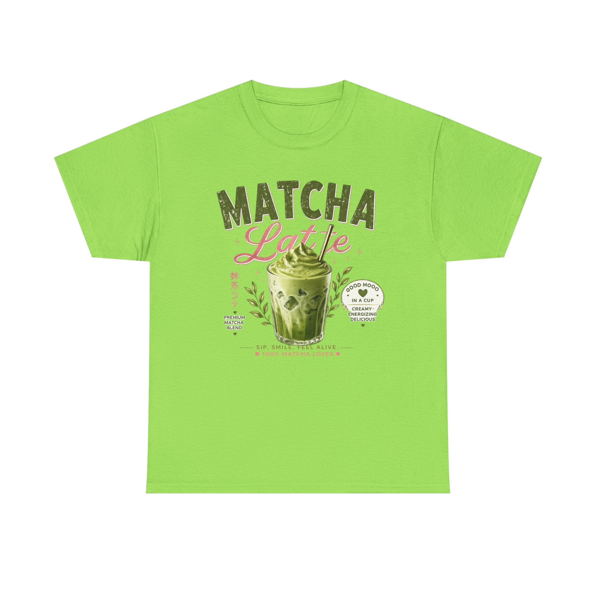 Matcha Latte T-Shirt | Iced Matcha Cup Graphic, Green Tea Illustration