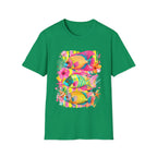 Tropical Colorful Fish T-Shirt | Neon Hibiscus Beach Illustration