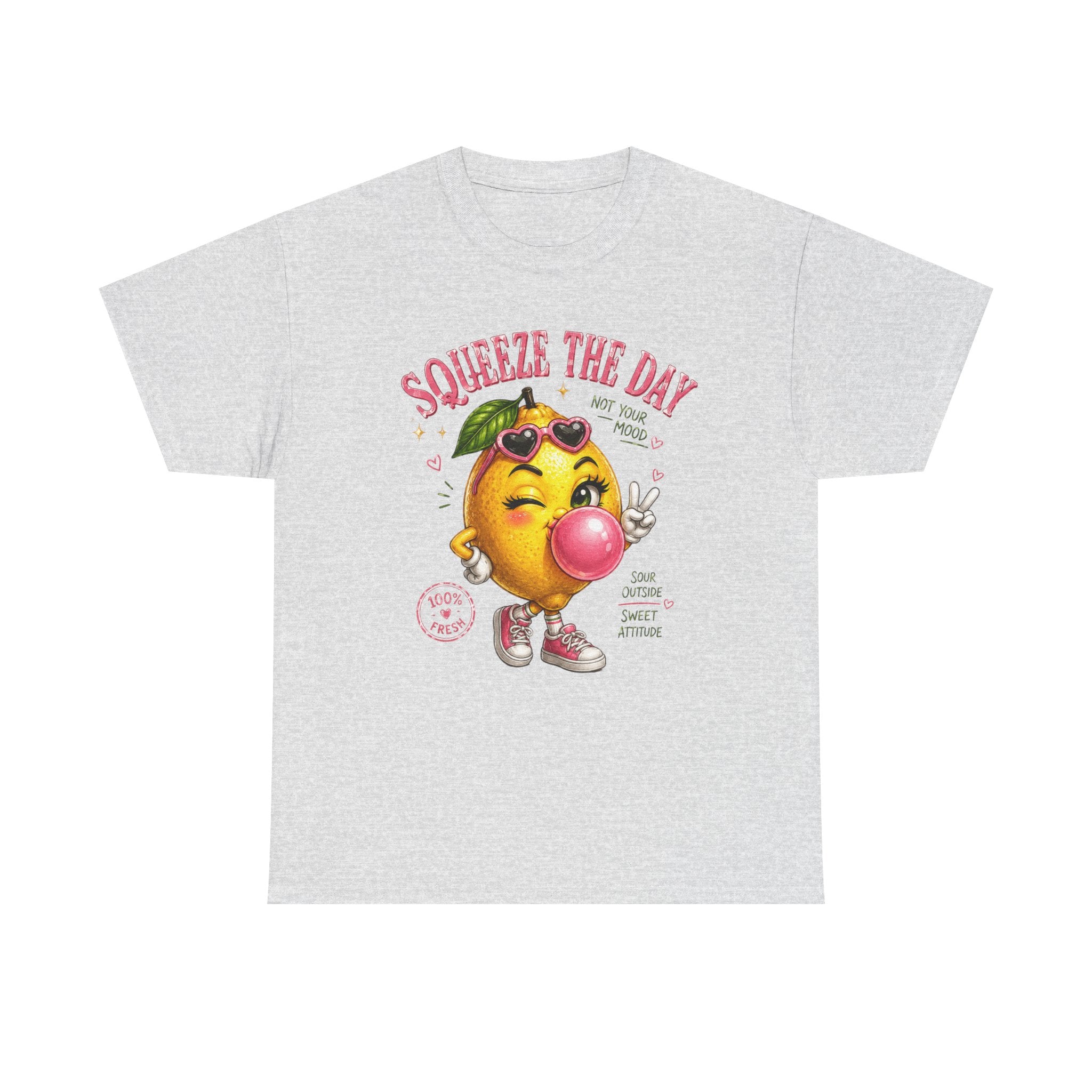 Squeeze The Day Lemon Graphic Tee | Retro Cartoon Fruit Shirt