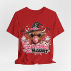 Halloween Cow T-Shirt — "Too Cute to Haunt" Cute Witch Cow Graphic Tee