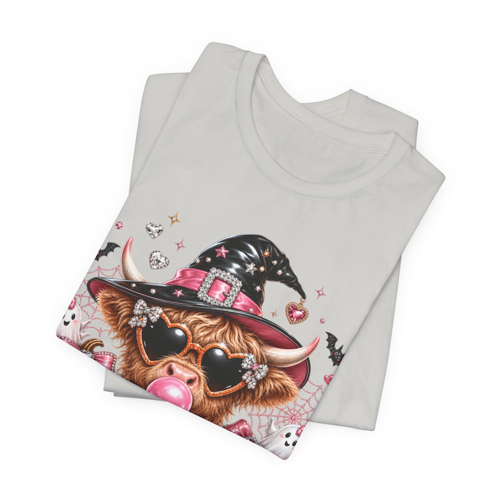 Halloween Cow T-Shirt — "Too Cute to Haunt" Cute Witch Cow Graphic Tee
