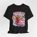 Summer Vibes Cow on Jet Ski T-Shirt | Cute Tropical Floral Beach Design