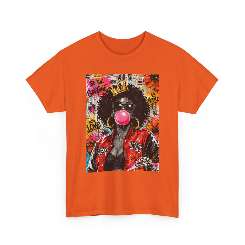 Afro Bubblegum Queen Tee | Street Art Graffiti Portrait, Crowned Woman