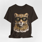 Leopard with Sunglasses Tee | Gold Chain Cheetah Graphic Shirt