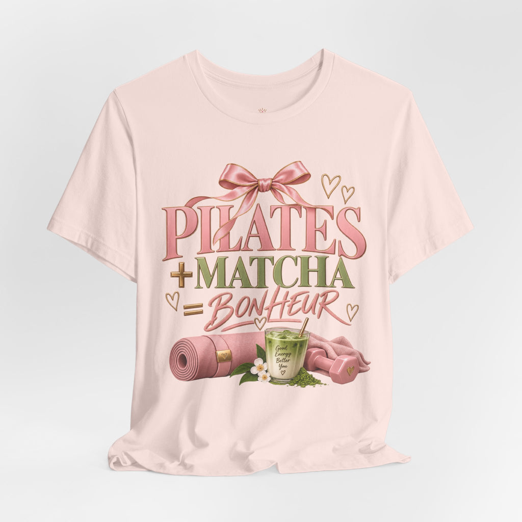Pilates + Matcha Bonheur Tee — Yoga Mat & Matcha Fitness Shirt