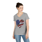 American Flag Leopard Heart T-Shirt | V-Neck Patriotic Tee