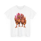 Two Chickens Taking Selfie T-Shirt | Funny Poultry Illustration