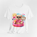 Teddy Bear Pool Float Tee | Summer Bear with Sunglasses and Flamingo