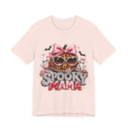 Spooky Mama T-Shirt — Cute Halloween Leopard Pumpkin Graphic Tee for Moms