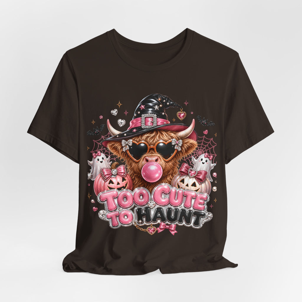 Halloween Cow T-Shirt — "Too Cute to Haunt" Cute Witch Cow Graphic Tee