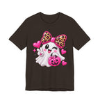 Pink Ghost Halloween T-Shirt with Leopard Bow