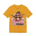 Halloween Cow T-Shirt — "Too Cute to Haunt" Cute Witch Cow Graphic Tee