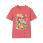 Tropical Colorful Fish T-Shirt | Neon Hibiscus Beach Illustration