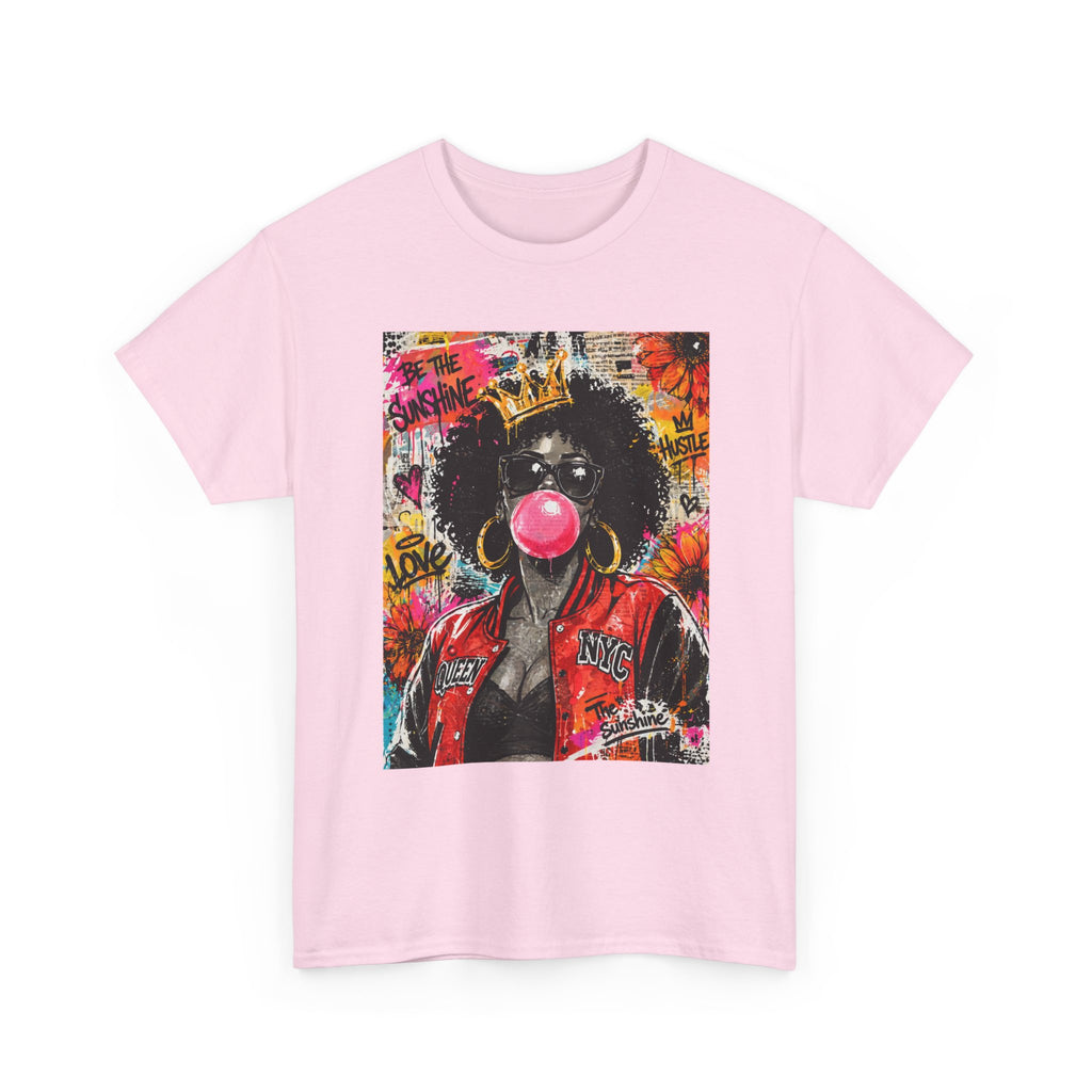 Afro Bubblegum Queen Tee | Street Art Graffiti Portrait, Crowned Woman
