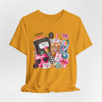 Teacher Good Vibes Cute Pastel Sticker Collage T-Shirt | Coffee, Headphones, Journal | Back to School
