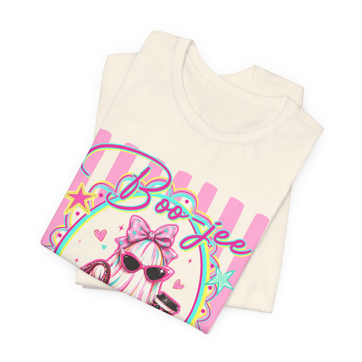 Boo-Jee Ghost Tee — Kawaii Fashion Ghost Graphic T-Shirt with Purse & Coffee