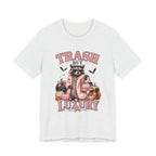 Trash But Luxury Raccoon Tee — Halloween Graphic T-Shirt with Pumpkins & Bats