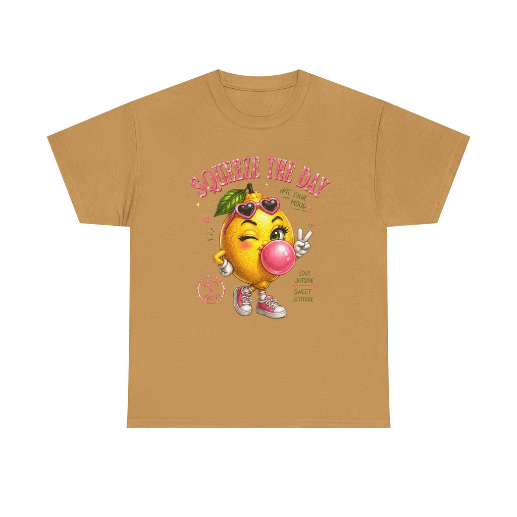 Squeeze The Day Lemon Graphic Tee | Retro Cartoon Fruit Shirt