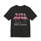 Hello Summer Flamingos T-Shirt | Pink Flamingo Beach Graphic Tee