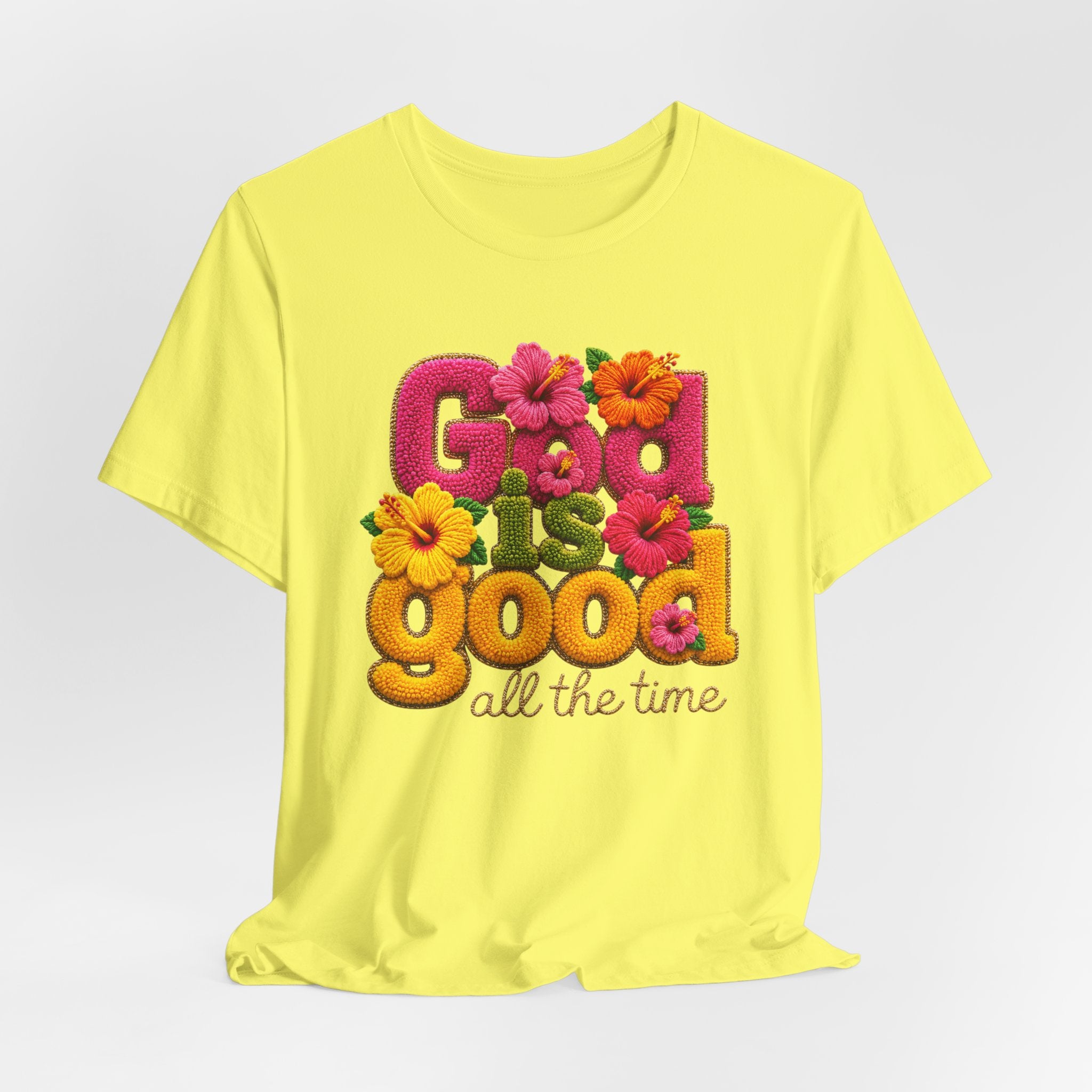 God Is Good all the time T-Shirt | Floral Retro Typography