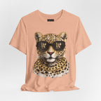 Leopard with Sunglasses Tee | Gold Chain Cheetah Graphic Shirt