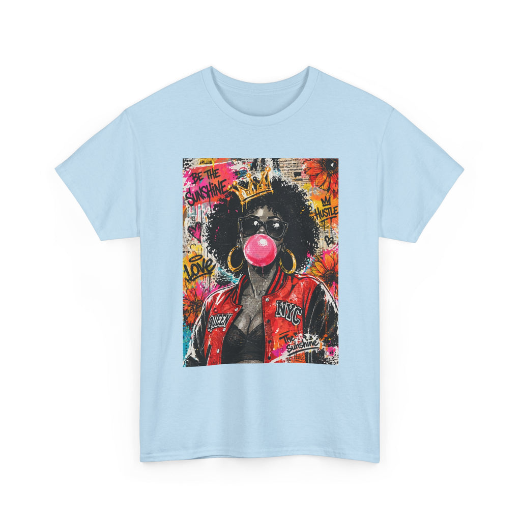 Afro Bubblegum Queen Tee | Street Art Graffiti Portrait, Crowned Woman