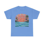 Vintage Sunset Palm Beach T-Shirt | Retro Surf Waves Tee