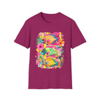 Tropical Colorful Fish T-Shirt | Neon Hibiscus Beach Illustration