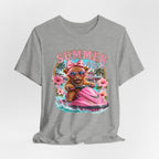 Summer Vibes Cow on Jet Ski T-Shirt | Cute Tropical Floral Beach Design