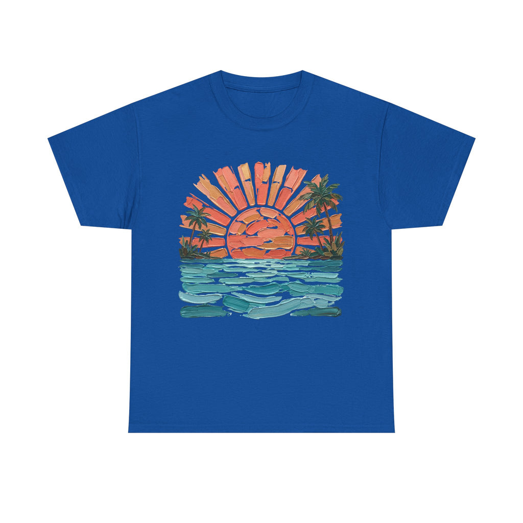 Vintage Sunset Palm Beach T-Shirt | Retro Surf Waves Tee