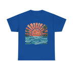 Vintage Sunset Palm Beach T-Shirt | Retro Surf Waves Tee