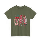 Teacher lightning bolt design T-shirt | cherries, letters, hearts, stationery