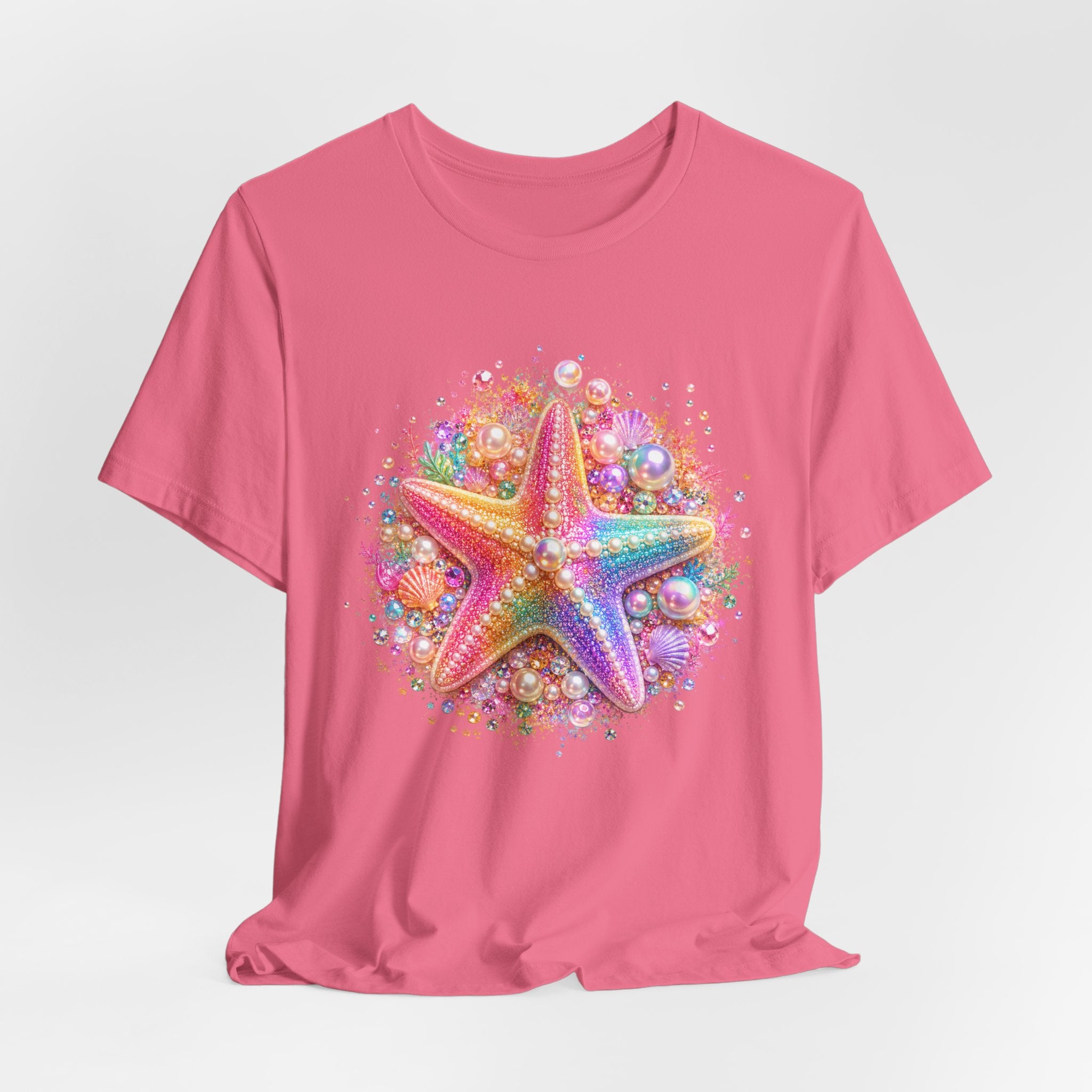 Rainbow Starfish T-Shirt | Colorful Seashell Beach Art