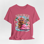 Summer Vibes Cow on Jet Ski T-Shirt | Cute Tropical Floral Beach Design