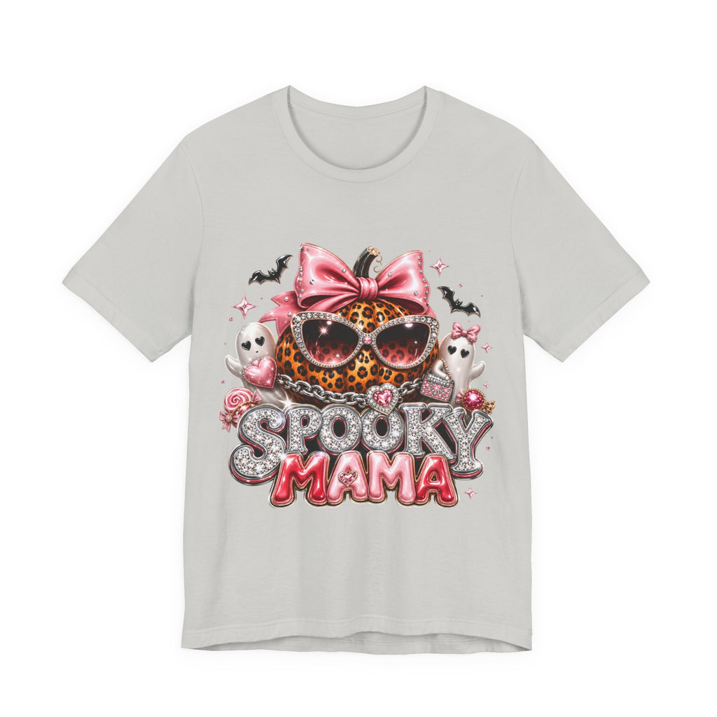 Spooky Mama T-Shirt — Cute Halloween Leopard Pumpkin Graphic Tee for Moms