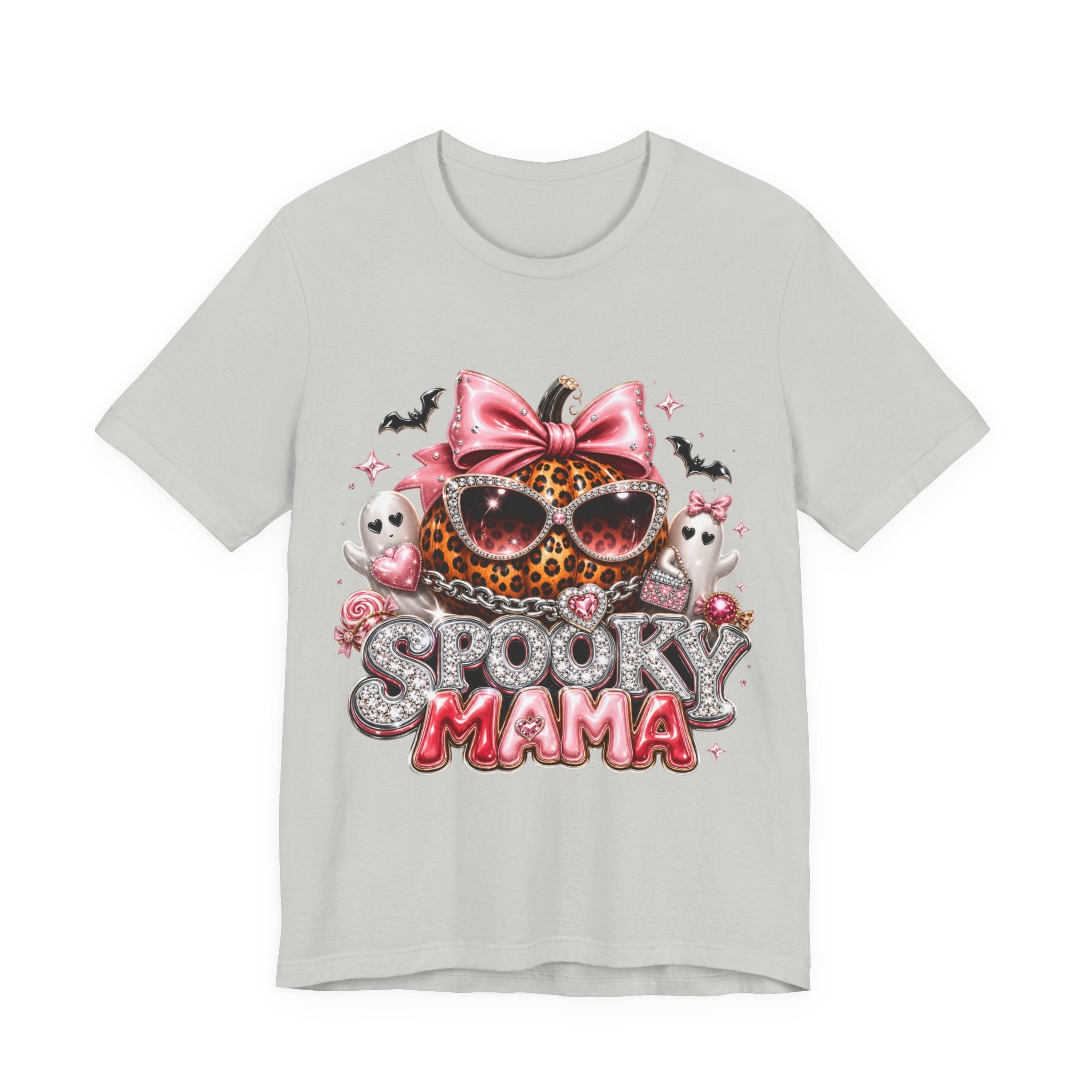 Spooky Mama T-Shirt — Cute Halloween Leopard Pumpkin Graphic Tee for Moms