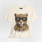 Leopard with Sunglasses Tee | Gold Chain Cheetah Graphic Shirt