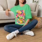 Tropical Colorful Fish T-Shirt | Neon Hibiscus Beach Illustration