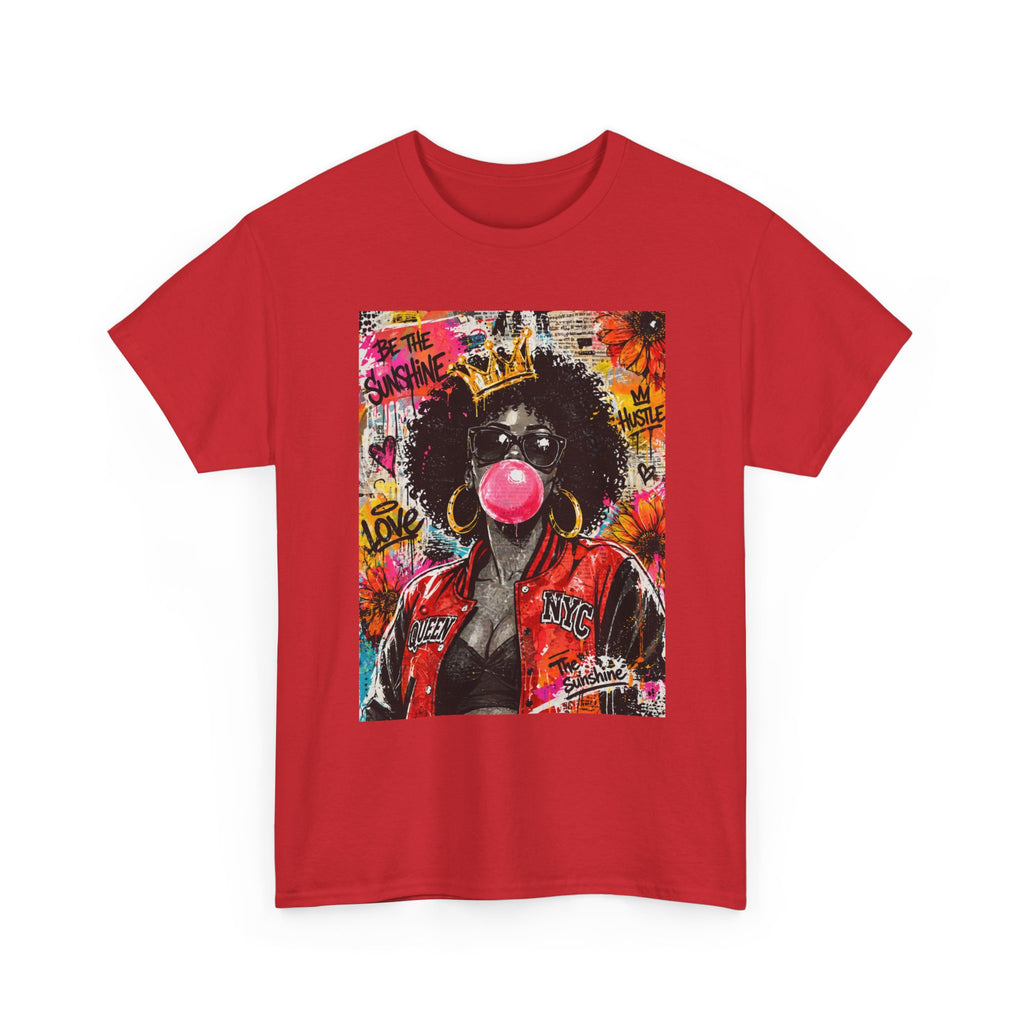 Afro Bubblegum Queen Tee | Street Art Graffiti Portrait, Crowned Woman
